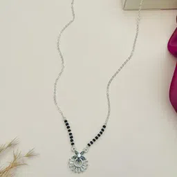 Abdesigns Silver American Diamond Studded Beaded Mangalsutras image 2