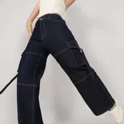 Campus Sutra Blue Regular Fit Cargo Jeans image 5