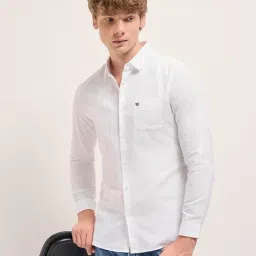 The Bear House White Cotton Slim Fit Solid Shirt-picture-39