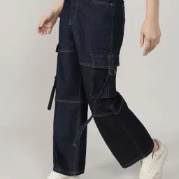 Campus Sutra Blue Regular Fit Cargo Jeans image 3