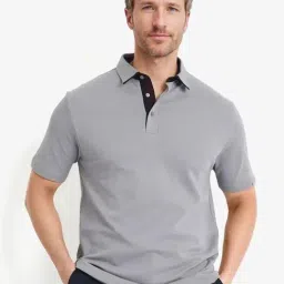 Rare Rabbit Grey Regular Fit Solid Polo T-Shirt-image-39