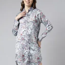 SHOWOFF Blue Printed Shirt Dress-image-14