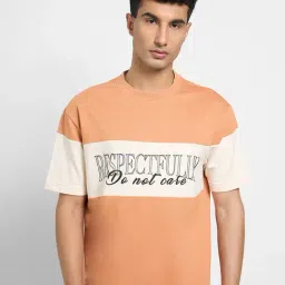 People By Pantaloons Orange Cotton Boxy Fit Printed T-Shirt-image-86