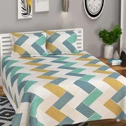 bsb home Tan & Beige Printed Cotton 210 TC King Bedsheet Set 2.74 m x 2.74 m-picture-19