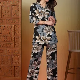 Kethi Fashion Printed Shirt Collar Shirt With Trousers Co-Ords Set image 4