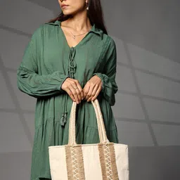 ENSAC Women Solid Embroidered Shopper Tote Bag-picture-17