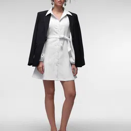 French Connection Puff Sleeve Shirt Dress With Belt image 5