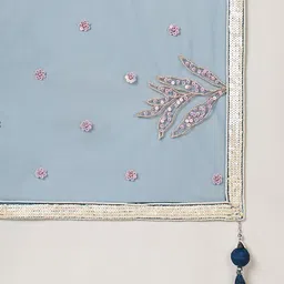 DIVASTRI Floral Embroidered Semi-Stitched Lehenga & Unstitched Blouse With Dupatta image 5