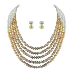 Sri Jagdamba Pearls Golden Necklace & Earring Set-picture-17