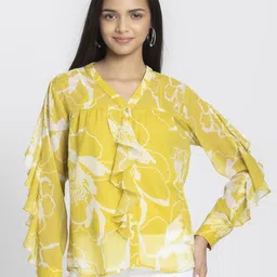 SHAYE V-Neck Floral Printed Full Sleeves Casual Tops With Cami-picture-22