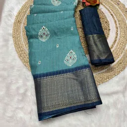 RegalDrapes Ethnic Motifs Printed Saree With Unstitched Blouse Piece-picture-37