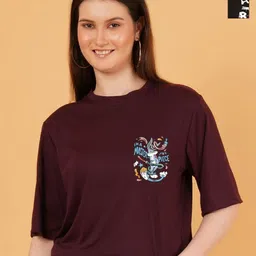 kintu parantu Women Pack Of 2 Printed Drop-Shoulder Sleeves T-shirt-image-47