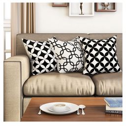SEJ by Nisha Gupta Geometric Premium 16 by 16 Cushion Covers Set of 3 - Black-picture-16
