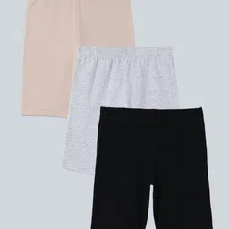 Charm n Cherish Pack Of 3 Solid Solid Shorts - Beige Grey & Black-picture-21