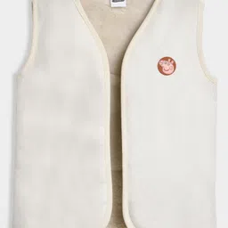 Mi Arcus Knit Sleeveless Peppa Pig Back Patch Detailed Light Winter Sherpa Jacket - Cream-picture-24