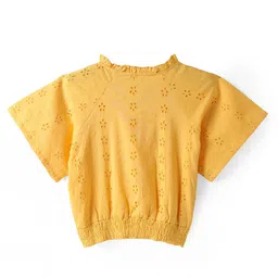 ARIAS By LARA DUTTA Girls Floral Emboridered Cotton Regular Top image 4