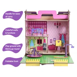 funbrigade Eqiq Wooden Foldable Dollhouse - Multicolour image 3