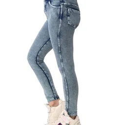 Spunkies Cotton Knit Solid Leggings - Blue image 4