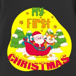 The Peppy Tend 100% Cotton Knit Christmas Theme Full Sleeves My First Christmas Text Printed Romper - Black image 5