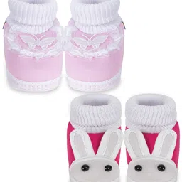 NESKA MODA Girls Pack of 2 Cotton Booties image 2
