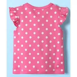 Babyhug 100% Cotton Knit Frill Sleeves Front Open Vests with Tropical Theme & Polka Dots Print Pack of 3 - Pink Yellow & White image 5