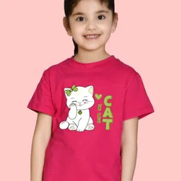 NUSYL Girls Graphic Printed Round Neck Short Sleeves Cotton T-shirt-picture-22