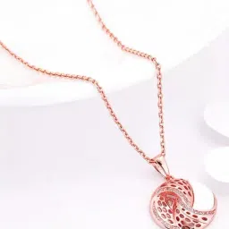 GIVA 925 Silver Rose Gold Graceful Dreams Pendant with Link Chain-picture-13