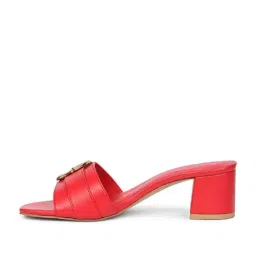 saint g Saint Flavia Gold Square Buckle Leather Goji Berry Block Heels image 3