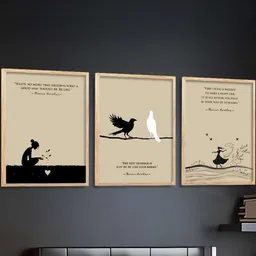 WALLLANE Set of 3 Beige Wood Philosophy Art Framed Wall Paintings-image-38