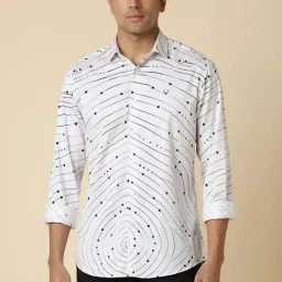 Allen Solly White Cotton Slim Fit Printed Shirt-image-46