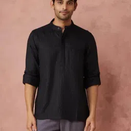Fabindia Black Slim Fit Striped Shirt-picture-38