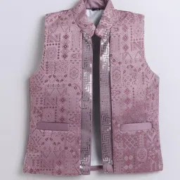 Fourfolds Boys Mauve Embellished Indowestern Set image 3