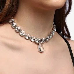 Sohi Silver Designer Statement Stones Necklace image 3
