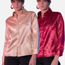 BUYNEWTREND Beige & Red Regular Fit Shirt (Pack Of 2)-picture-16