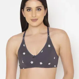 Clovia Grey Floral Print Non-padded Bra-image-22