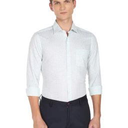 Arrow White Cotton Slim Fit Checks Shirt-picture-48