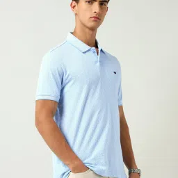 Ad By Arvind Blue Cotton Slim Fit Printed Polo T-Shirt image 3