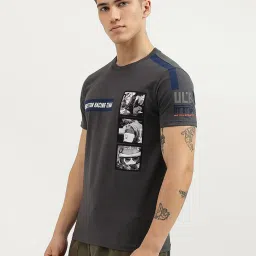 United Colors Of Benetton Dark Grey Pure Cotton Regular Graphic Print T-Shirt image 3