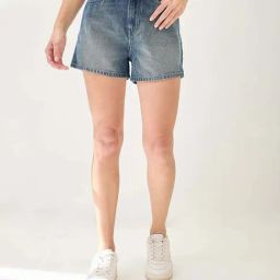 Globus Women Med Blue Slim Fit Mid-Rise Above Knee Denim Shorts-picture-5