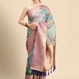 Silk Land Multicolor Printed Saree With Unstitched Blouse-picture-18