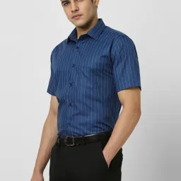 Van Heusen Blue Cotton Regular Fit Striped Shirts image 3