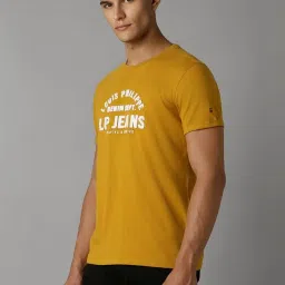Louis Philippe Yellow Cotton Slim Fit Printed T-Shirt image 3