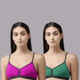 AROUSY Purple & Green Cotton T-Shirt Bra - Pack Of 2-picture-22