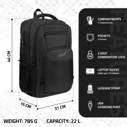F Gear Black Vanta Medium Laptop Backpack image 3