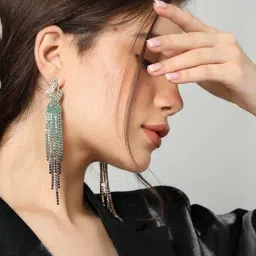 Sohi Gold Plated Beaded Dangler Earrings image 2