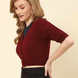 Monte Carlo Maroon Wool Crop Cardigan image 3