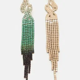 Sohi Gold Plated Beaded Dangler Earrings image 3