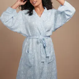 Doctor Towels Chalk Blue Banana Jacquard Bathrobe-image-34