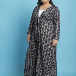 theRebelinme Navy Floral Print Long Shrug image 3