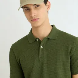 GANT Green Regular Fit Solid Polo T-Shirt image 4